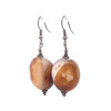 Natural Chalcedony Brown Tumble Plain 21x19x13mm Dangle Gemstone Earrings
